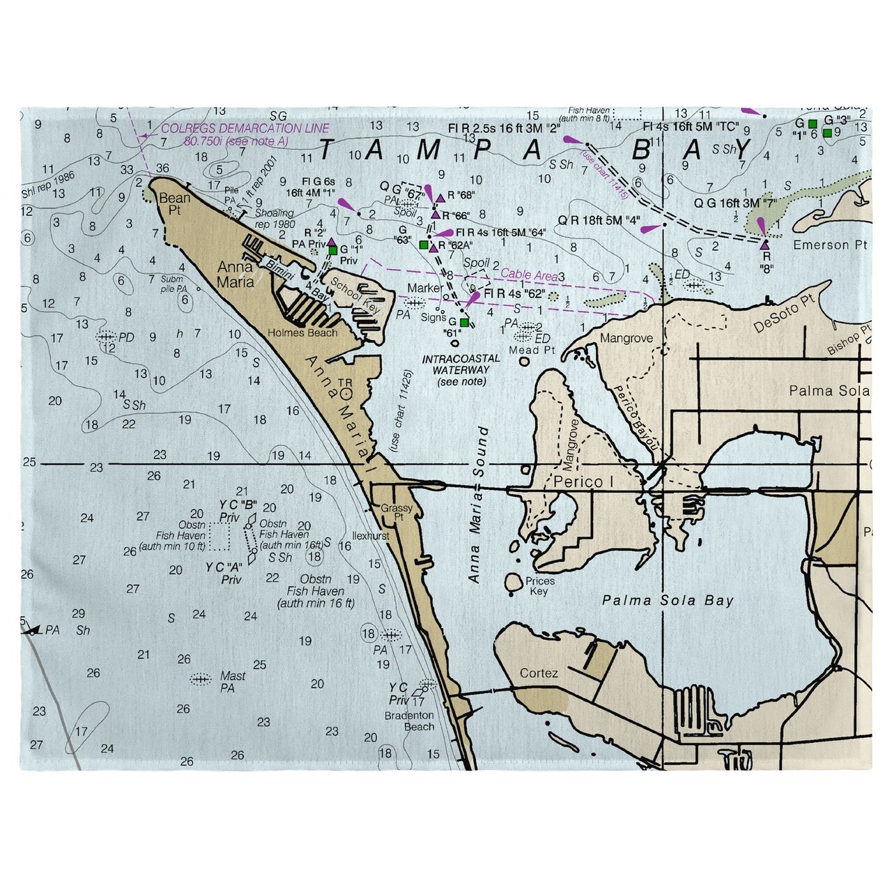 Betsy Drake Anna Maria Island, FL Nautical Map Place Mat Set of 4
